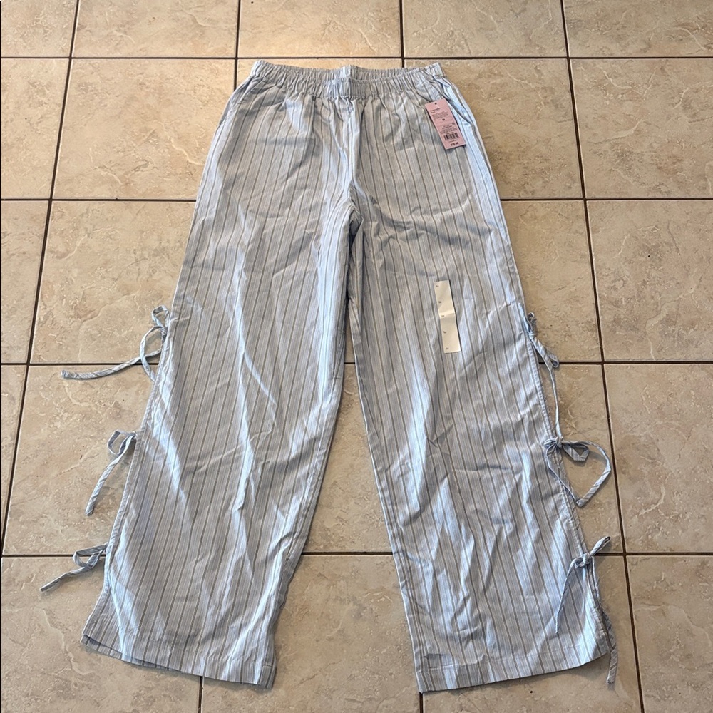 Wild Fable Light Blue Striped Pants with Side Ties Medium - Picture 5 of 6